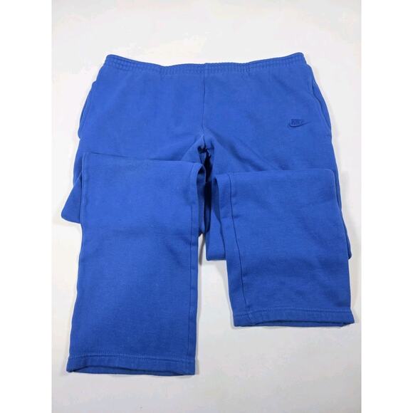 Vintage Nike Sweatpants Mens Med Blue Made USA Swoosh Embroidered Fleece 90s - Picture 1 of 6